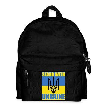 Stand mit Ukraine Flagge Dreizack Unterstützung Trikot - Kinder Rucksack - Schwarz - Vorne