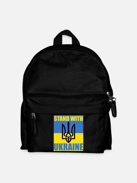 Stand mit Ukraine Flagge Dreizack Unterstützung Trikot - Kinder Rucksack - Schwarz