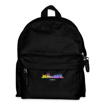 Lübeck Skyline Bunt Lübecker Norddeutschland - Kinder Rucksack - Schwarz - Vorne