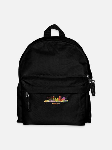 München Skyline Bunt Münchener Frauenkirche - Kinder Rucksack - Schwarz