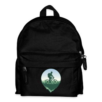 Mountain bikers in front of forest and mountains - Kids' Backpack - black - Front