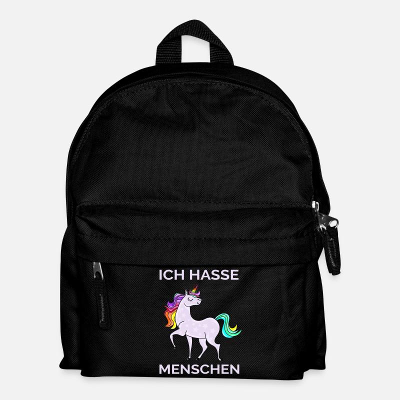 ICH HASSE MENSCHEN EINHORN - Kinder Rucksack - Schwarz