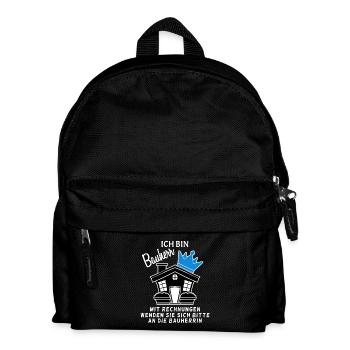 Bauherr Hausbau Baustelle Richtfest Geschenk - Kinder Rucksack - Schwarz - Vorne