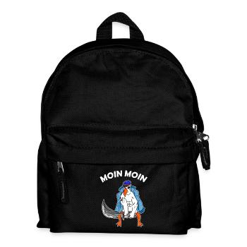 Möwe mit Schwert Moin Begrüßung - Kinder Rucksack - Schwarz - Vorne