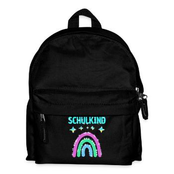 Schulkind Glitzer Regenbogen Einschulung - Kinder Rucksack - Schwarz - Vorne