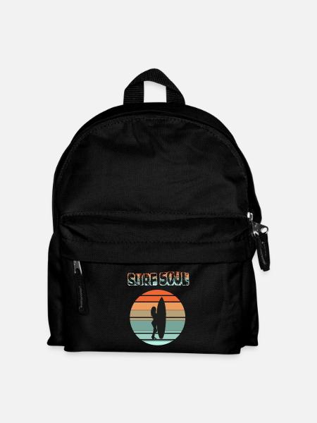 Surfer silhouette with sunset - Kids' Backpack - black