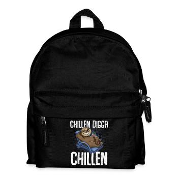Chillen Digga Chillen Faultier - Kinder Rucksack - Schwarz - Vorne