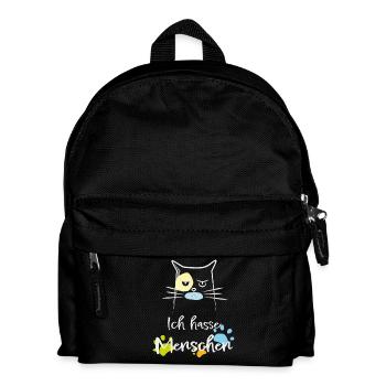 Ich hasse Menschen! Katze, Miesepeter - Kinder Rucksack - Schwarz - Vorne