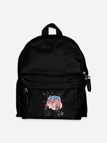 Manga Girl with Headphone Anime - Kids' Backpack - black