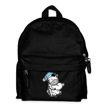 Zebra with pillow and sleeping cap - Kids' Backpack - black - Front