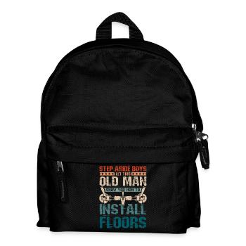 Old man flooring installer - Kids' Backpack - black - Front