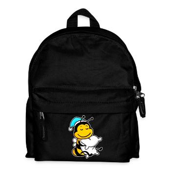 Biene mit Kissen und Schlafmütze - Kinder Rucksack - Schwarz - Vorne