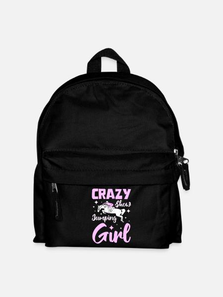 Crazy show jumping girl - Kinder Rucksack - Schwarz
