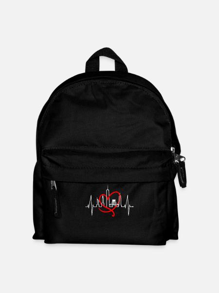 New York Skyline Herzschlag Herz USA Geschenk NY - Kinder Rucksack - Schwarz