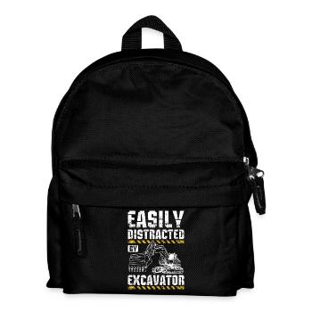 Easily distracted by excavator - Kids' Backpack - black - Front