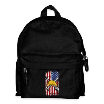 Usa american flag construction worker 4th of july - Kids' Backpack - black - Front