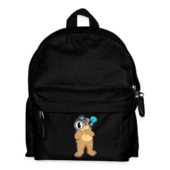 Bär Polizist Lupe Polizei - Kinder Rucksack - Schwarz - Vorne