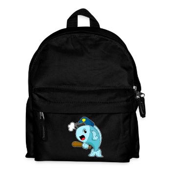 Fisch Polizist Schlagstock Polizei - Kinder Rucksack - Schwarz - Vorne
