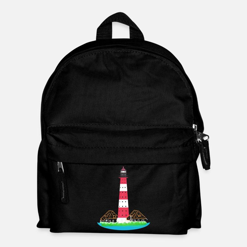 Leuchtturm Westerheversand, ohne Text, Nordsee - Kinder Rucksack - Schwarz