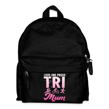 Loud and proud Tri Mum triathlete - Kids' Backpack - black - Front