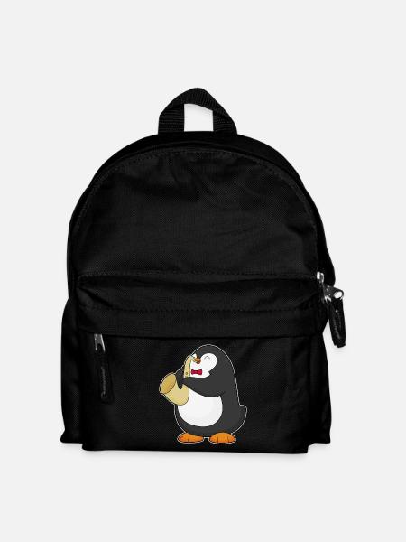 Pinguin Musiker Saxophon Musik - Kinder Rucksack - Schwarz
