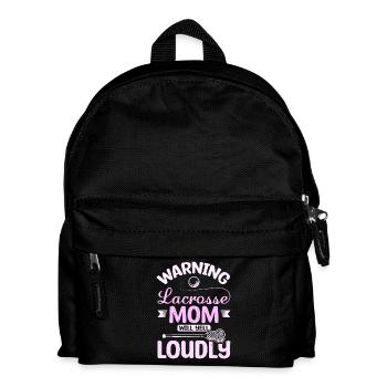 Warning lacrosse mom will yell loudly - Kids' Backpack - black - Front