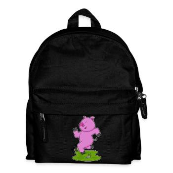 Schwein Jogger Joggen Sport - Kinder Rucksack - Schwarz - Vorne
