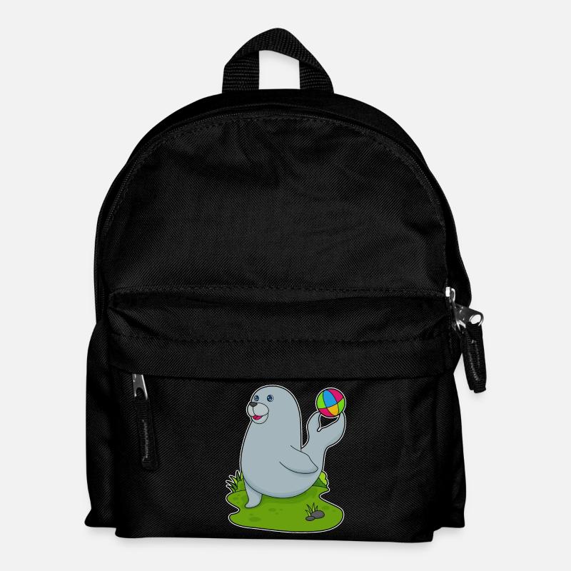 Seehund Wasserball - Kinder Rucksack - Schwarz