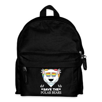 Eisbär Polarbär Bär Umwelt Klimaschutz Naturschutz - Kinder Rucksack - Schwarz - Vorne