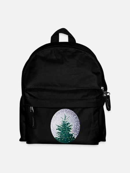 beleuchteter Weihnachtsbaum im Schnee - Kinder Rucksack - Schwarz