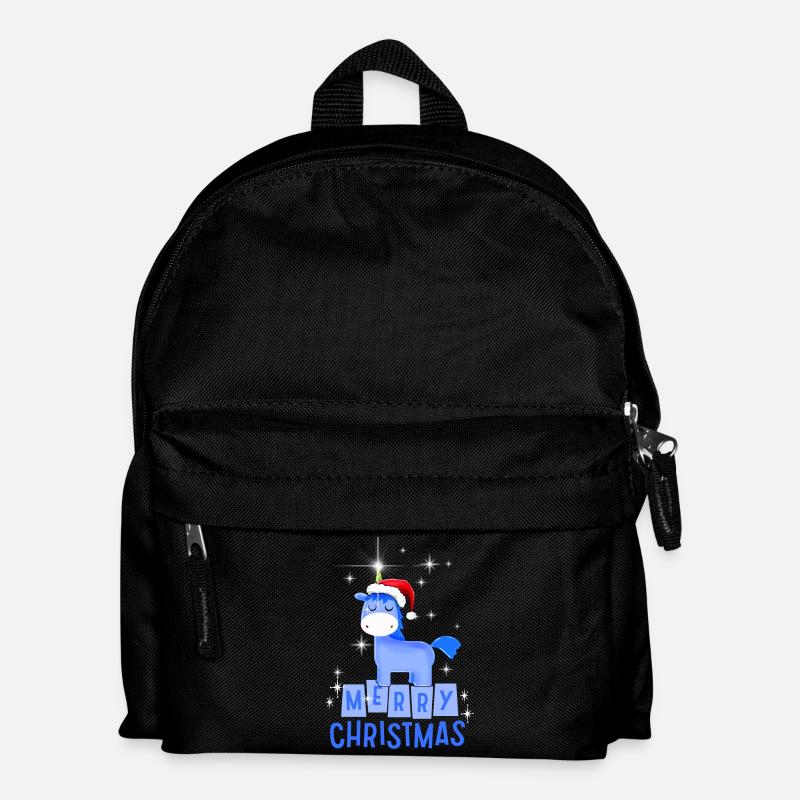 Blaues Einhorn mit Merry Christmas - Kinder Rucksack - Schwarz