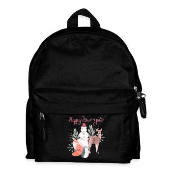 Happy-New-Year mit Schneemann und Reh - Kinder Rucksack - Schwarz - Vorne