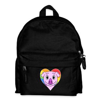 Cochon animal gay au cœur arc-en-ciel - Sac à dos Enfant - noir - Devant