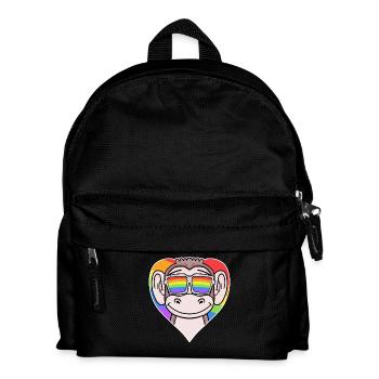 Gay Animal Monkey Rainbow Heart - Sac à dos Enfant - noir - Devant