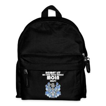 Anker Nordsee Plattdeutsch Spruch Moin - Kinder Rucksack - Schwarz - Vorne