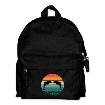 Silhouette dolphins - Retro Sunset Dolphin - Kids' Backpack - black - Front