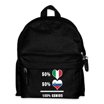 Slowenien und Italien Flaggen 100% genial - Kinder Rucksack - Schwarz - Vorne