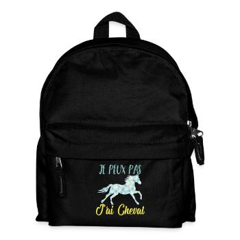 Je peux pas j'ai cheval florale poney equitation - Sac à dos Enfant - noir - Devant