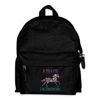 Je peux pas j'ai equitation florale poney cheval - Sac à dos Enfant - noir - Devant