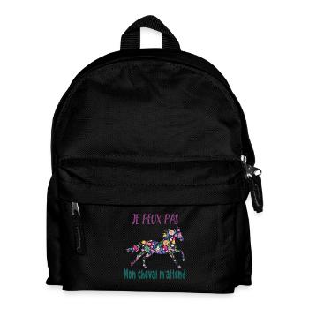 Je peux pas mon cheval m'attend - florale poney - Sac à dos Enfant - noir - Devant