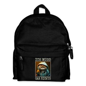 Katze Ich Muss Gar Nichts Nein Nö Faulenzer Katzen - Kinder Rucksack - Schwarz - Vorne