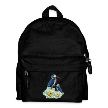 Der elegante Kranich mit Blumen - Kinder Rucksack - Schwarz - Vorne