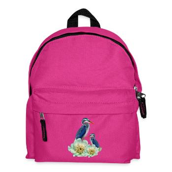 Der elegante Kranich mit Blumen - Kinder Rucksack - Fuchsia - Vorne