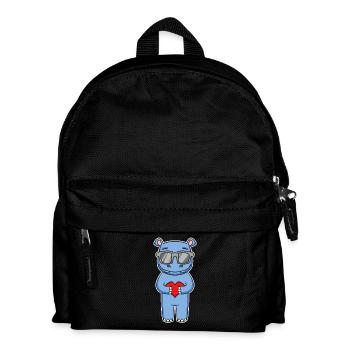 Nilpferd mit Sonnenbrille und Herz - Nilpferd - Kinder Rucksack - Schwarz - Vorne