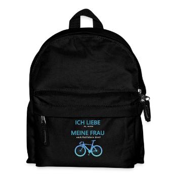 Rennrad Liebe meine Frau 3D Blau türkis Seite - Kinder Rucksack - Schwarz - Vorne