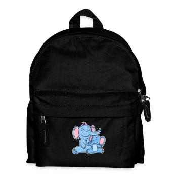 Elefant Familie - Elefant mit Baby - Elefant Motiv - Kinder Rucksack - Schwarz - Vorne