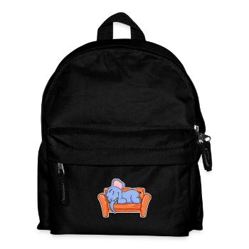 Elephant lying cute sleeping sleep - Kids' Backpack - black - Front
