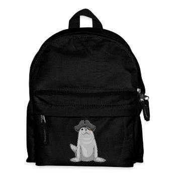 Seehund Pirat Augenklappe - Kinder Rucksack - Schwarz - Vorne