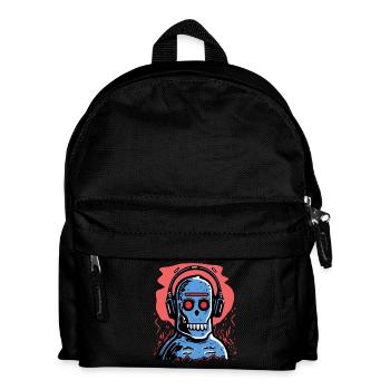 Singe zombie avec des écouteurs bleus - Sac à dos Enfant - noir - Devant