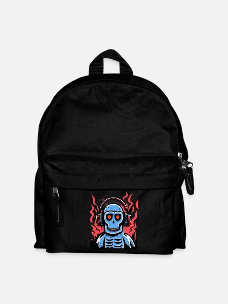 Blue headphones with disco zombie monkeys - Kids' Backpack - black